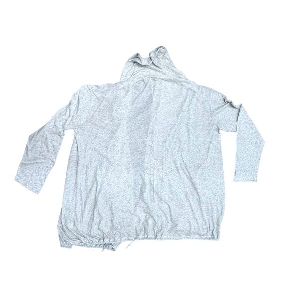 PURE DKNY HEATHER OATMEAL/GRAY OPEN FRONT DRAWSTRING HEM COTTON CARDIGAN - Picture 14 of 14